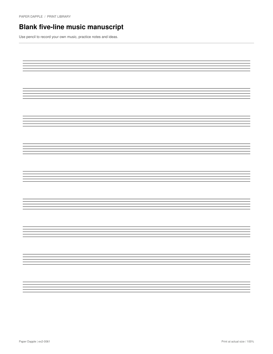 Preview of Blank five-line music manuscript