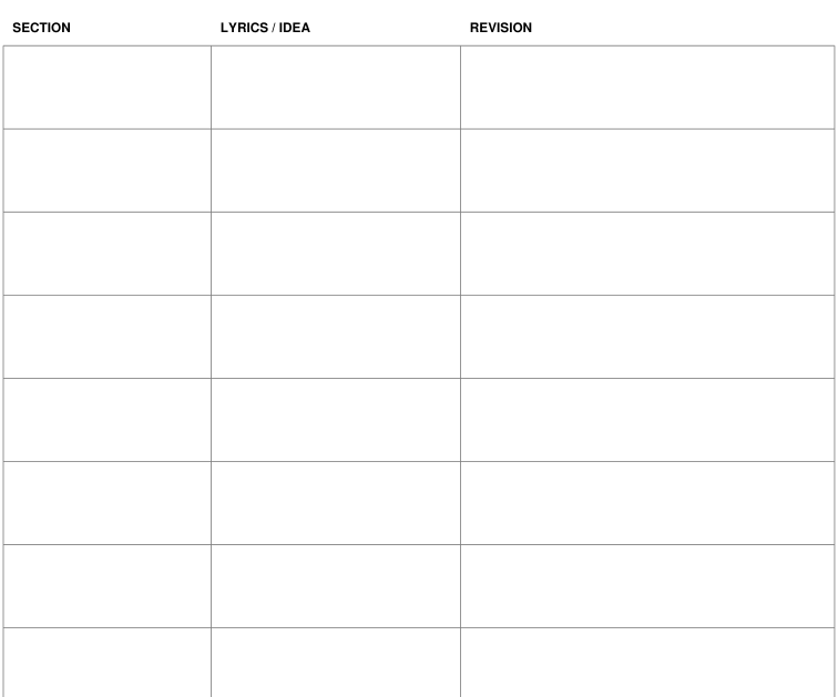 Preview of Song-section and lyric worksheet