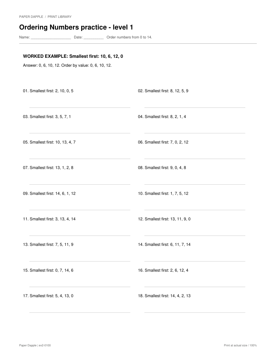 Preview of Ordering Numbers practice worksheets