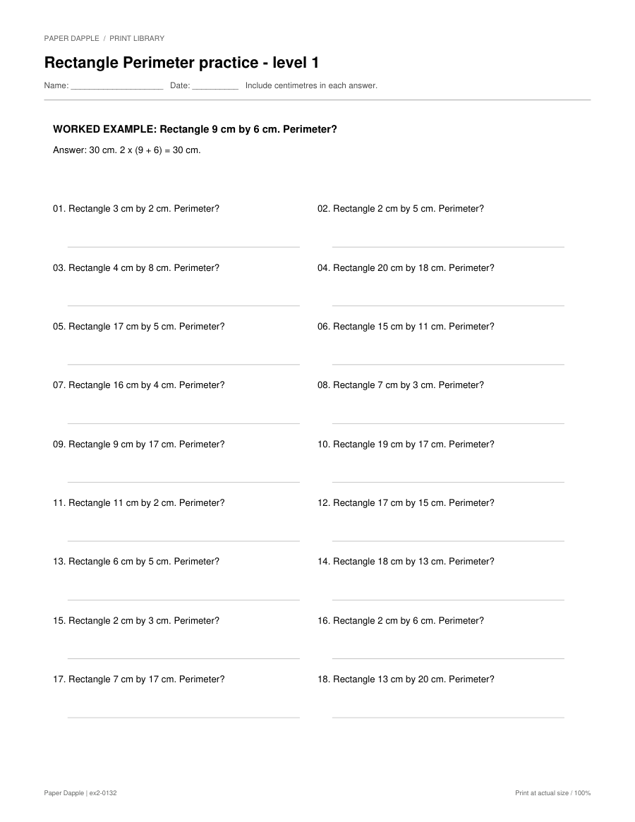 Preview of Rectangle Perimeter practice worksheets