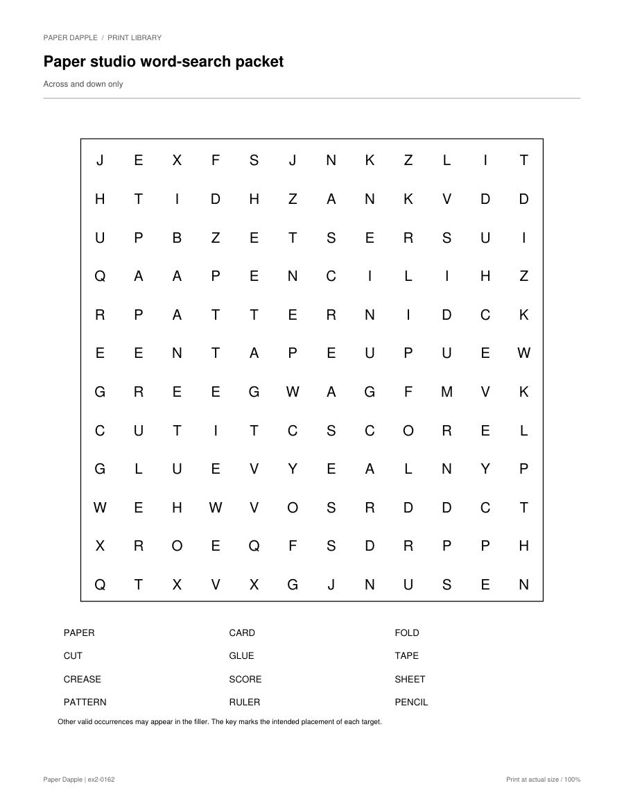 Preview of Paper studio word-search packet