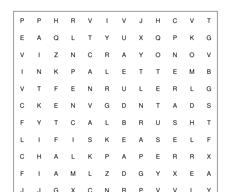 Preview of Art materials word-search packet