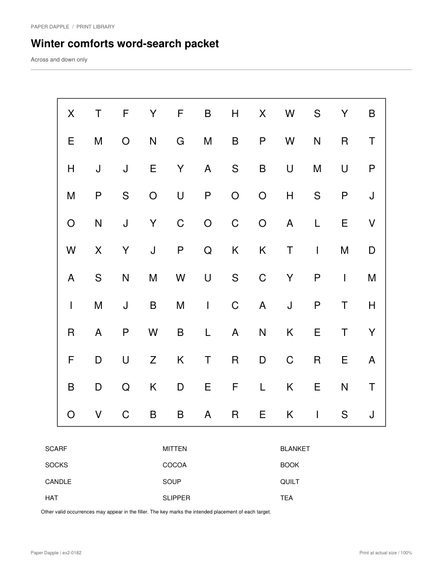 Preview of Winter comforts word-search packet