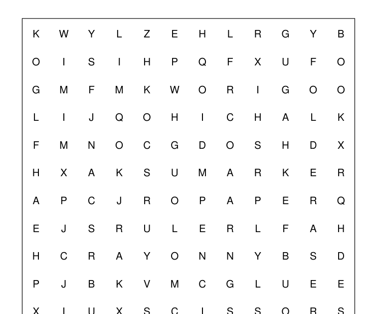 Preview of Classroom supplies word-search packet