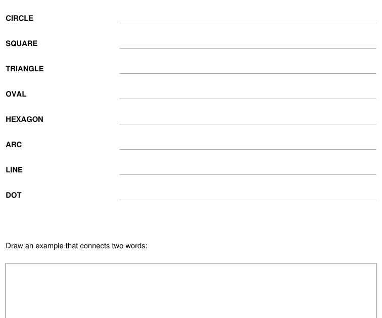 Preview of Shape words vocabulary and drawing sheet