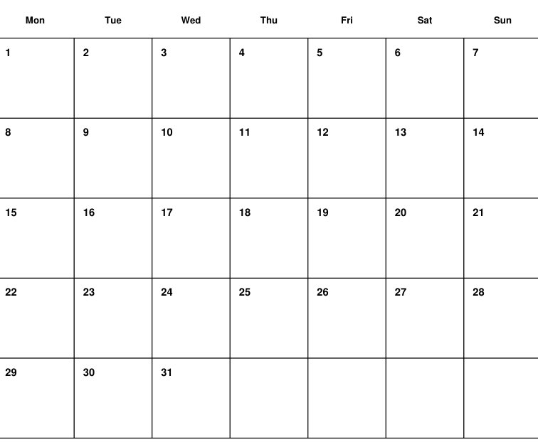Preview of May 2028 planning calendar