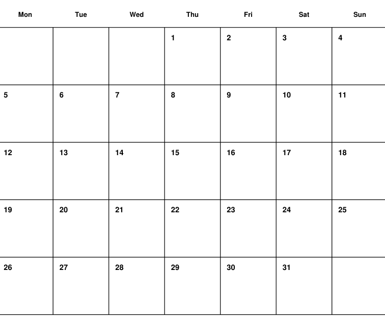Preview of July 2027 planning calendar