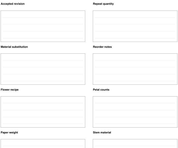 Preview of Paper flower orders - reorder specification