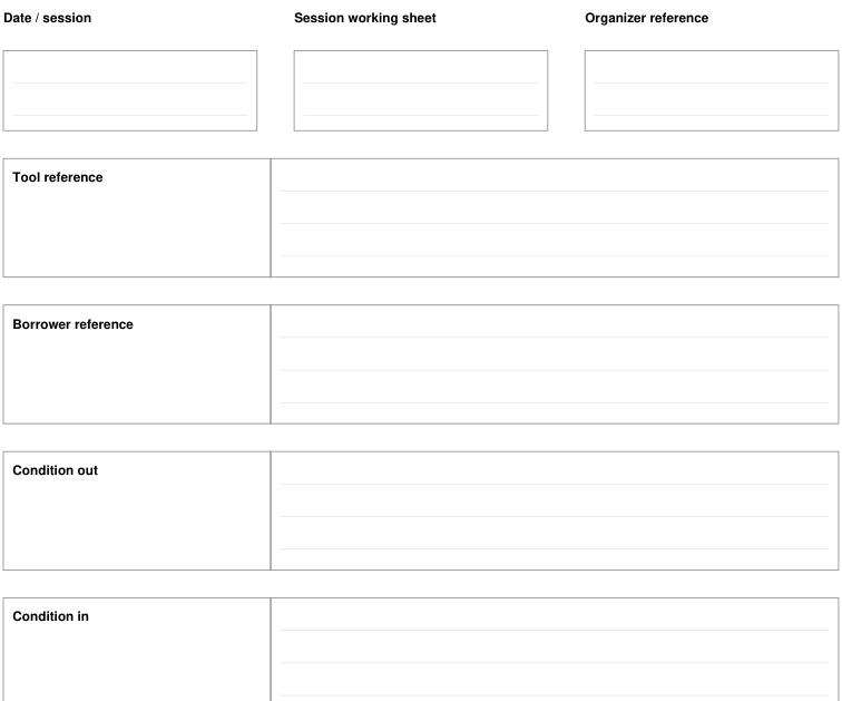 Preview of Tool-lending library - session working sheet