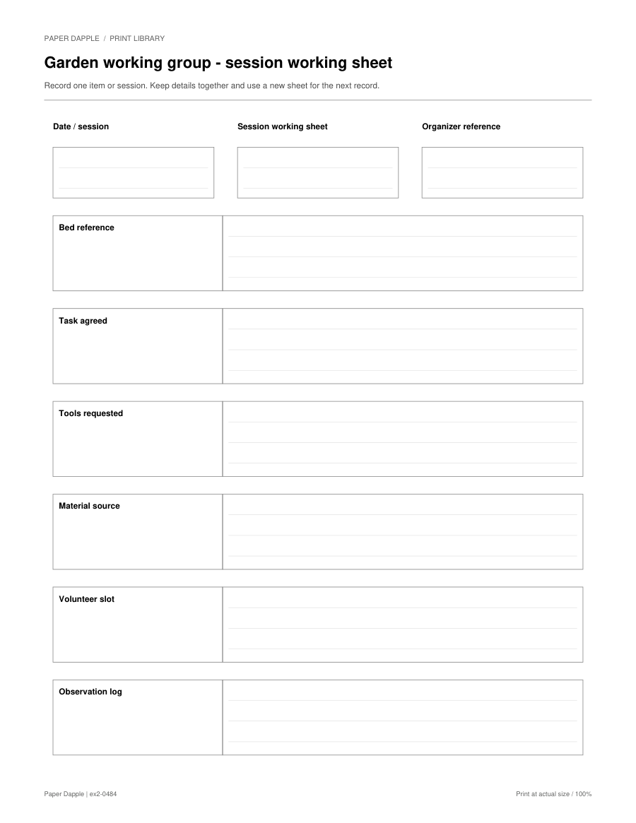 Preview of Garden working group - session working sheet