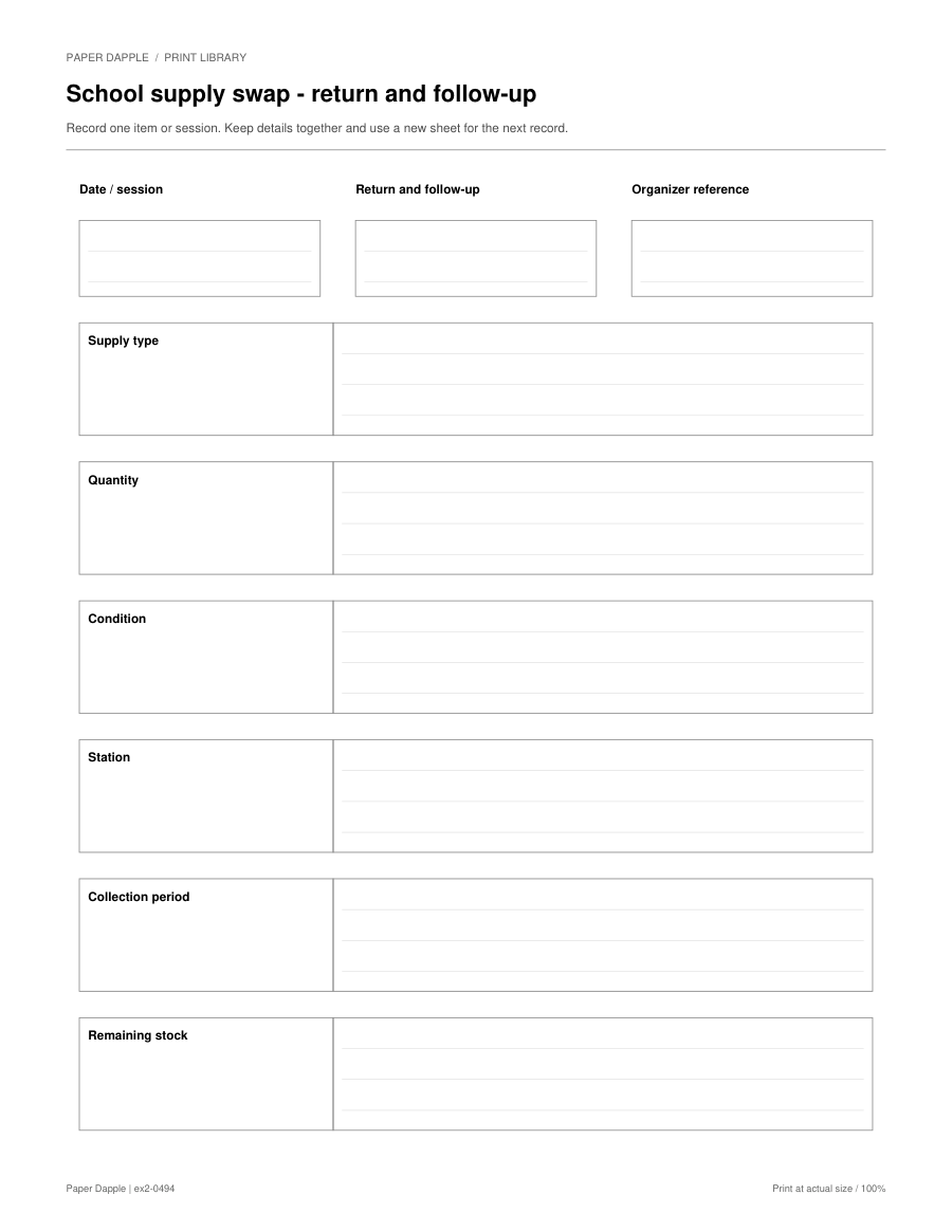 Preview of School supply swap - return and follow-up