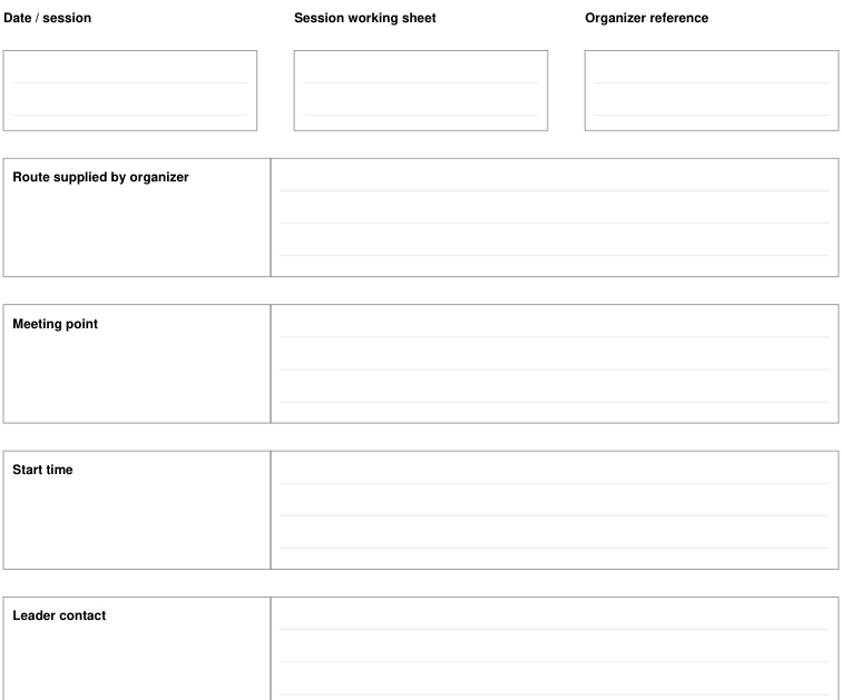 Preview of Walking group - session working sheet