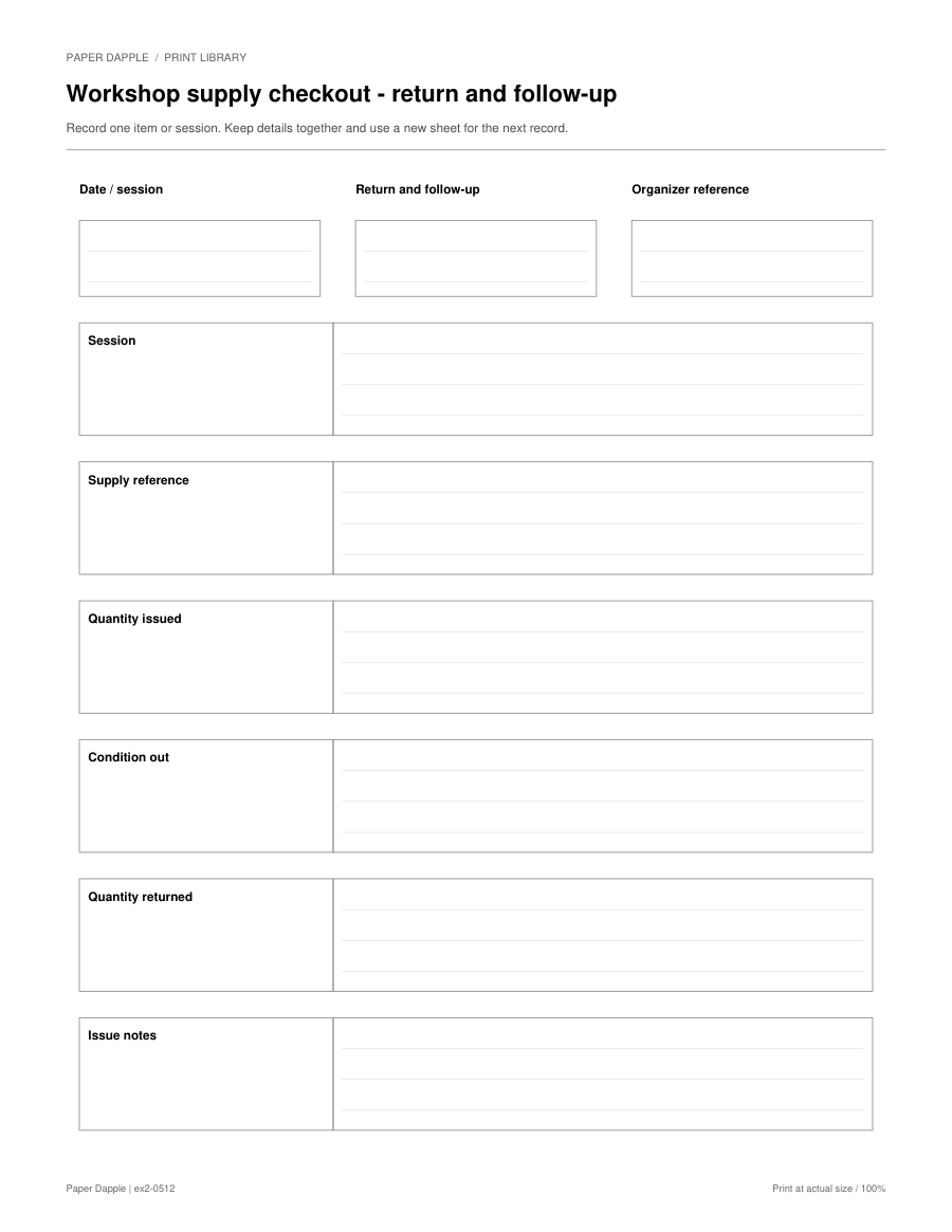 Preview of Workshop supply checkout - return and follow-up