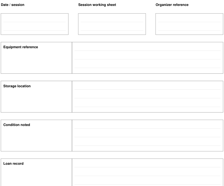 Preview of Club equipment store - session working sheet