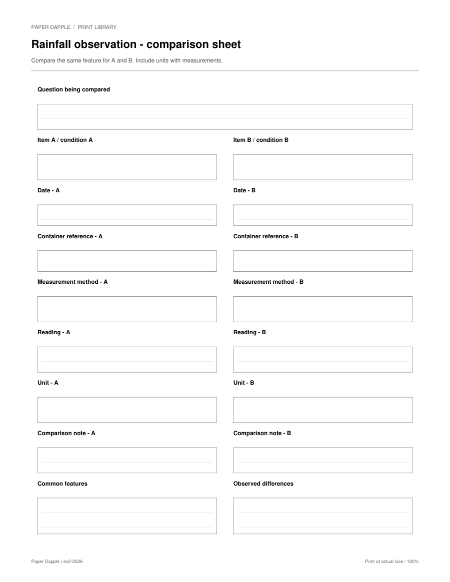 Preview of Rainfall observation - comparison sheet