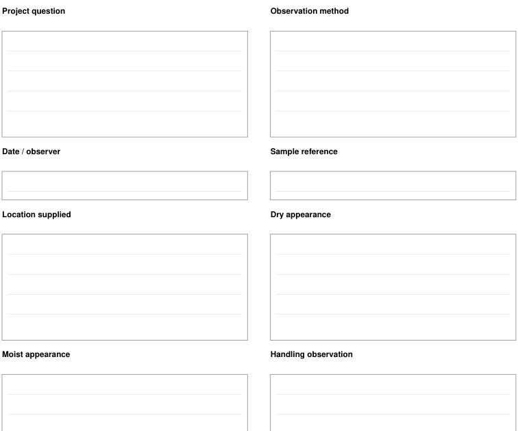 Preview of Soil texture observation - observation record