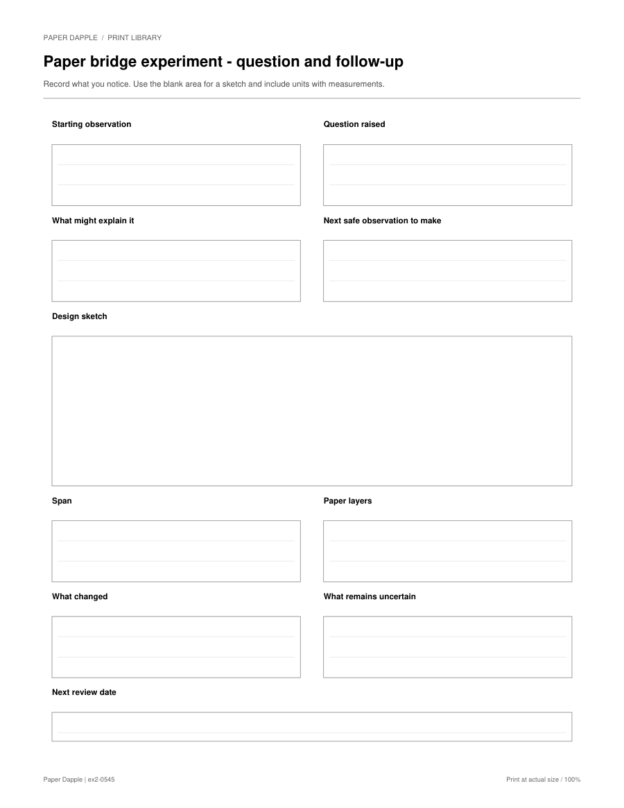 Preview of Paper bridge experiment - question and follow-up