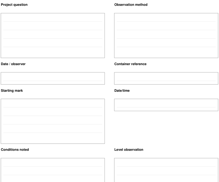 Preview of Water evaporation log - observation record