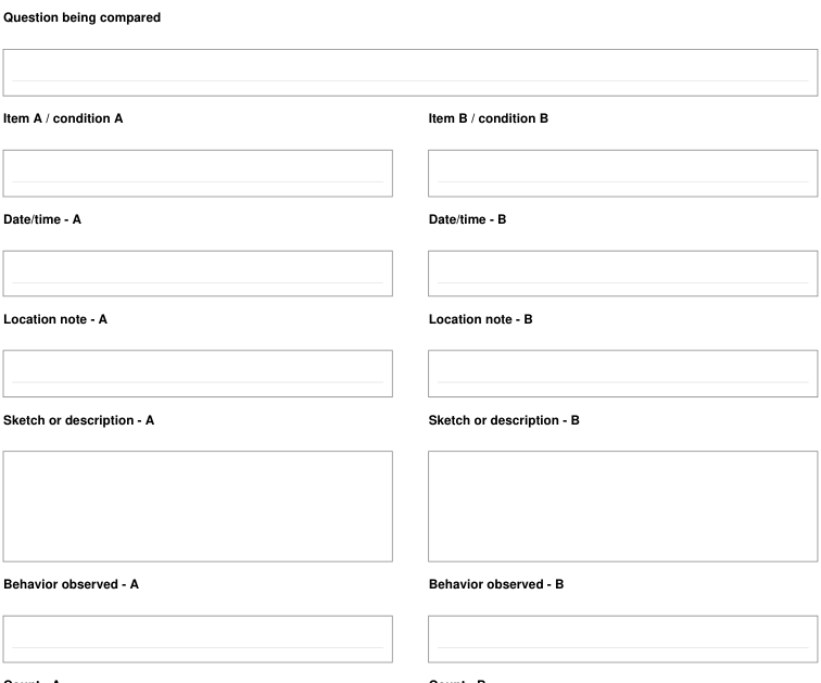 Preview of Local bird observation - comparison sheet
