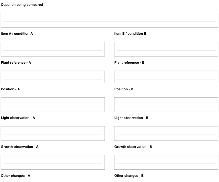 Preview of Sunlight-and-plant observation - comparison sheet