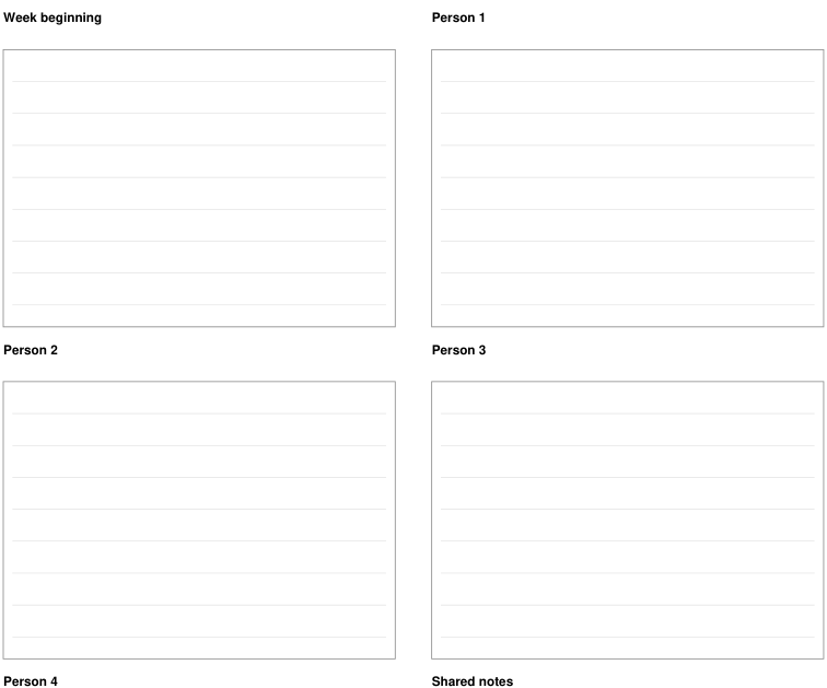 Preview of Four-person weekly schedule