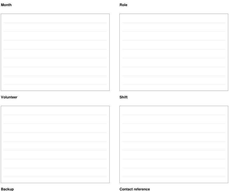Preview of Monthly volunteer roster