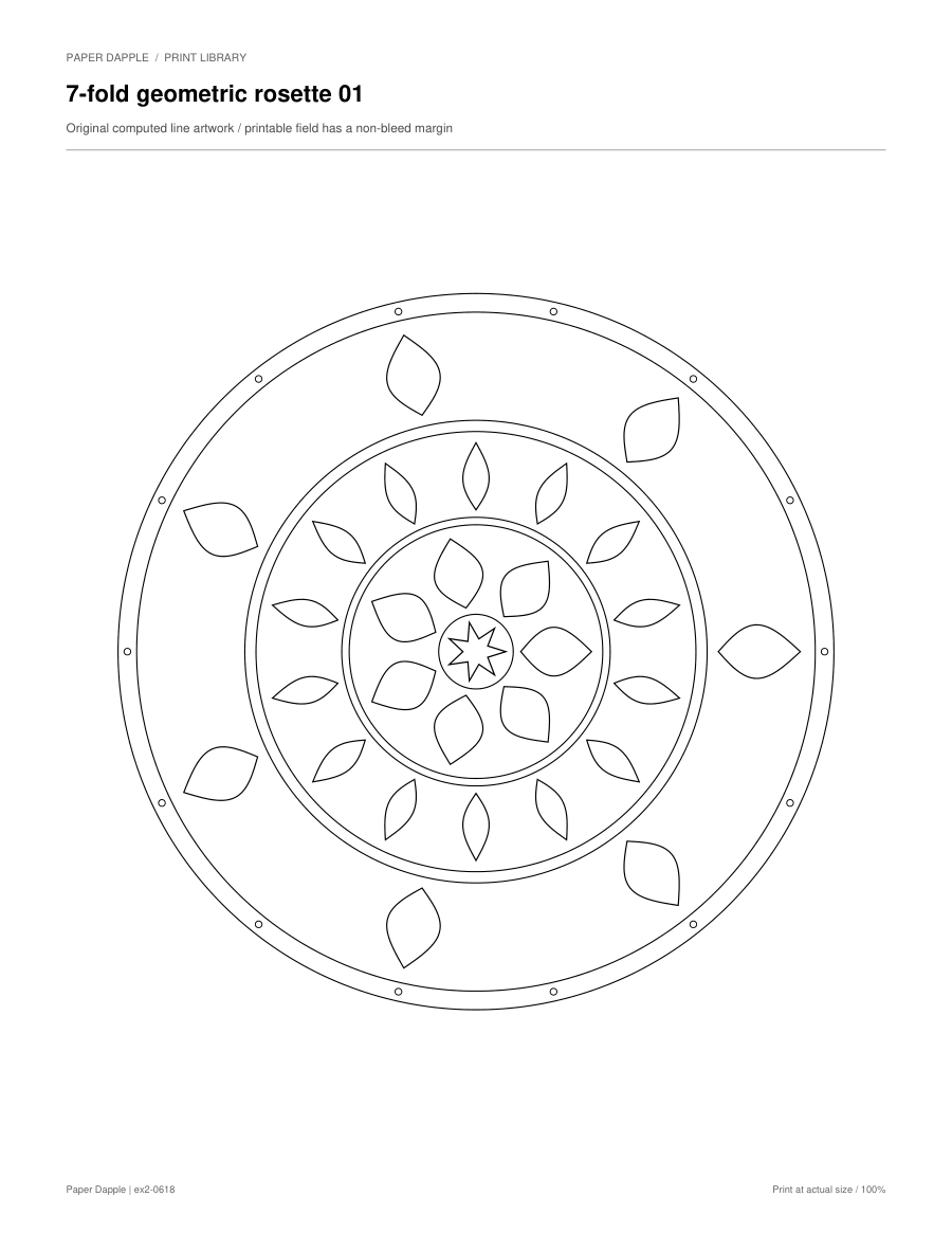 Preview of 7-fold geometric rosette coloring pages