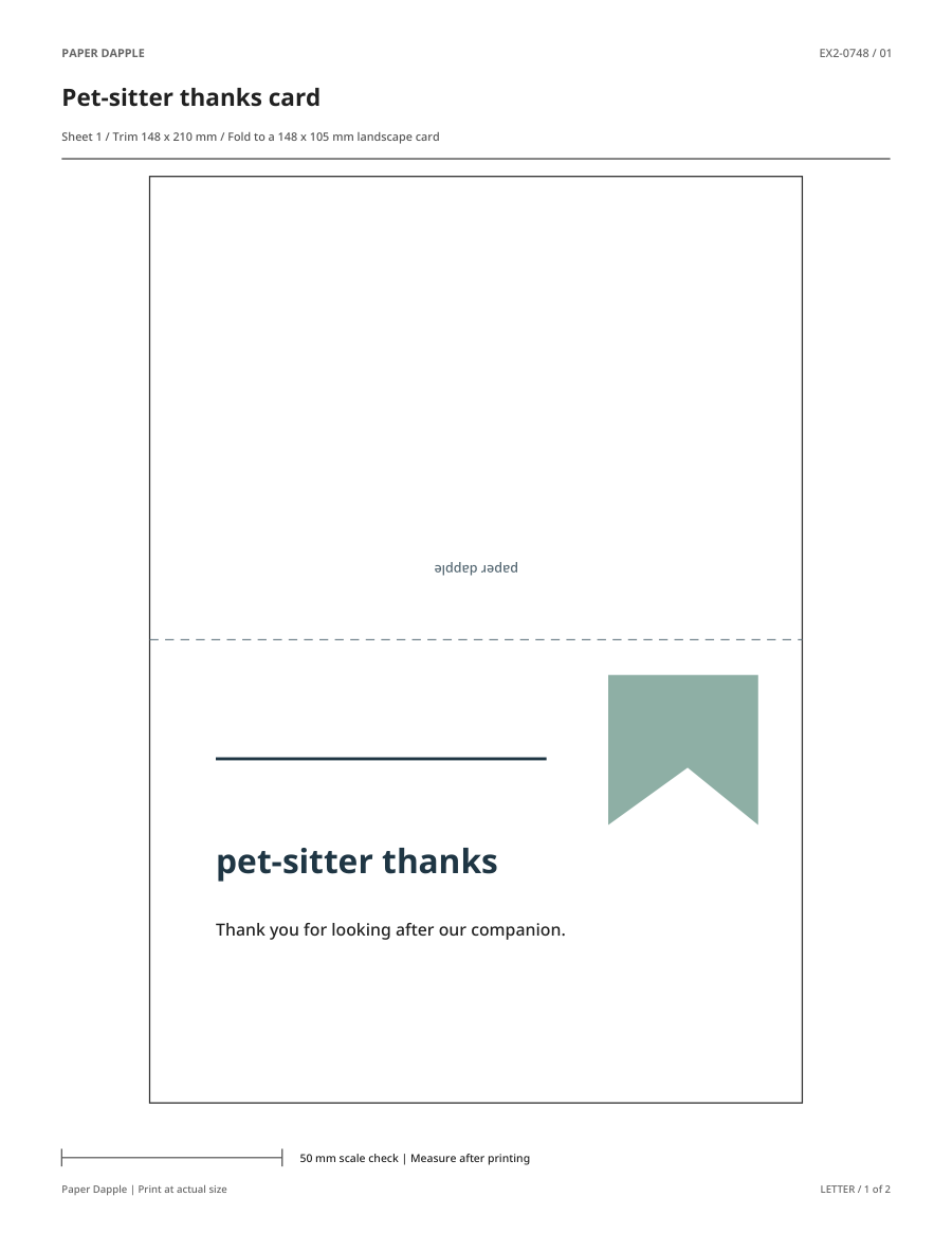 Preview of Pet-sitter thanks geometric greeting card