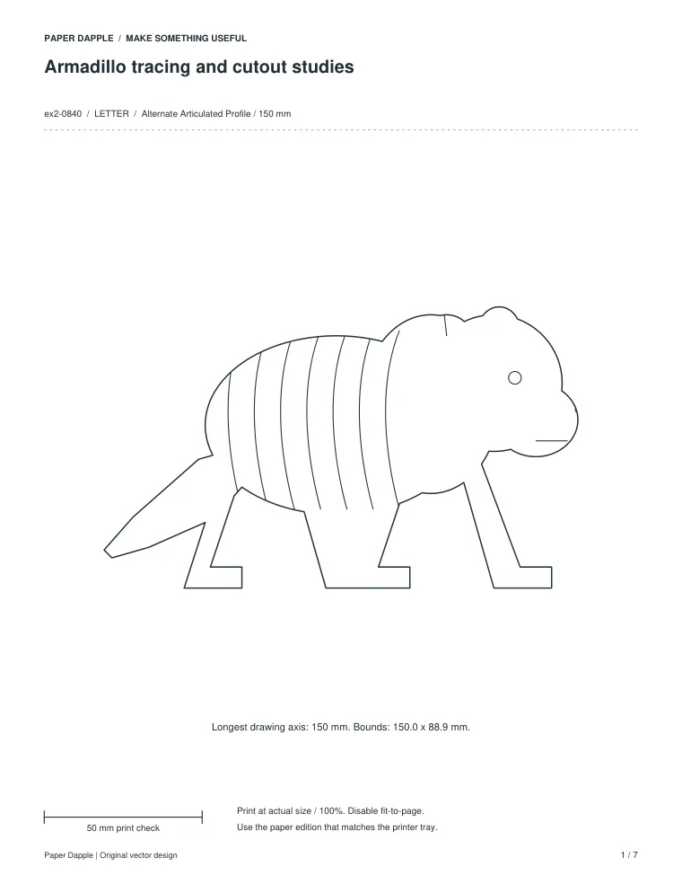 Preview of Armadillo tracing and cutout studies