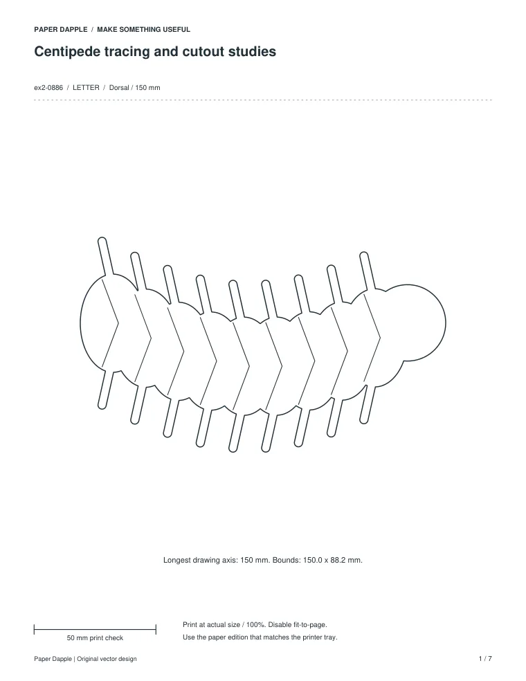 Preview of Centipede tracing and cutout studies