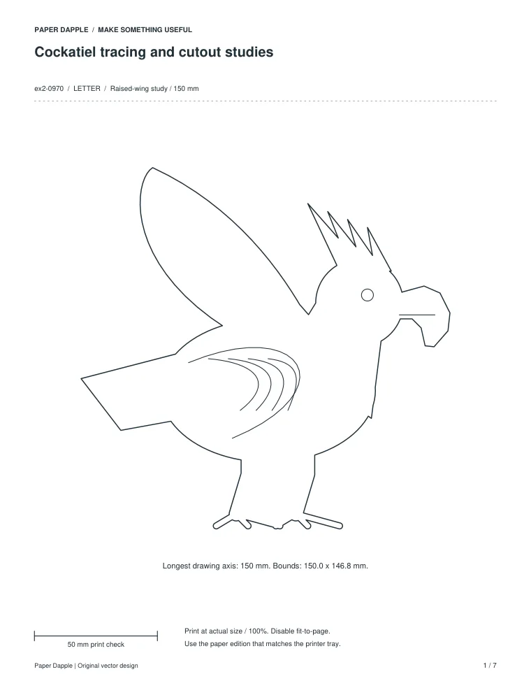 Preview of Cockatiel tracing and cutout studies