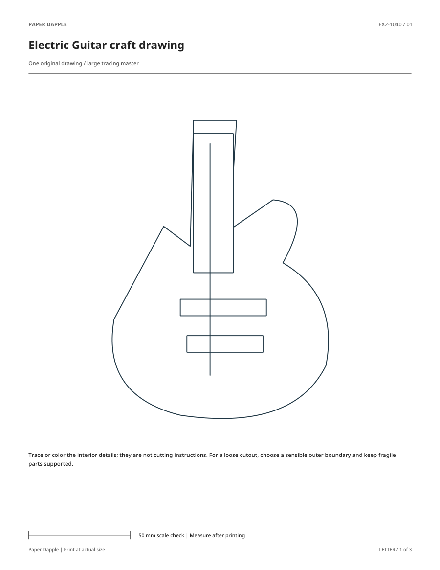 Preview of Electric Guitar craft drawing