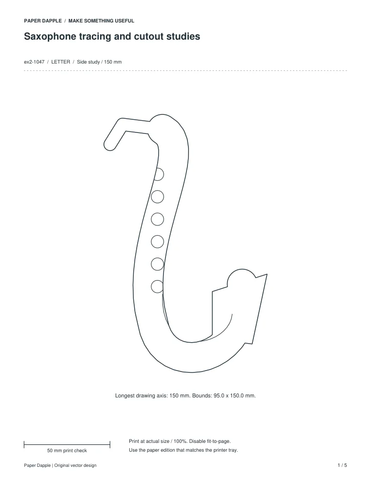 Preview of Saxophone tracing and cutout studies