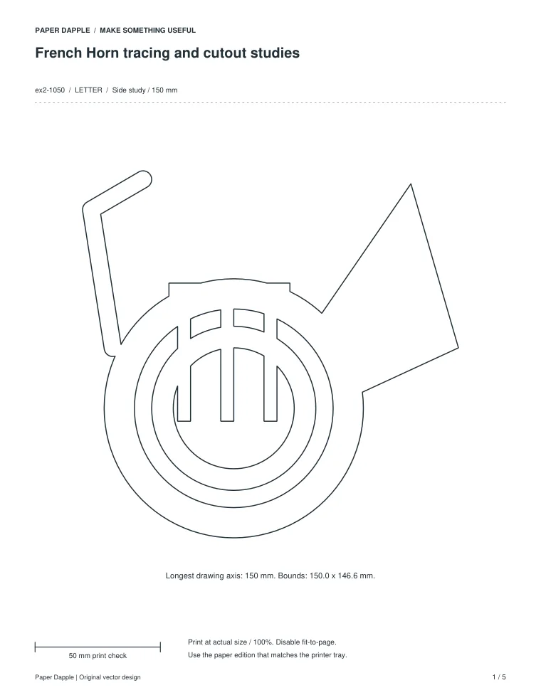 Preview of French Horn tracing and cutout studies