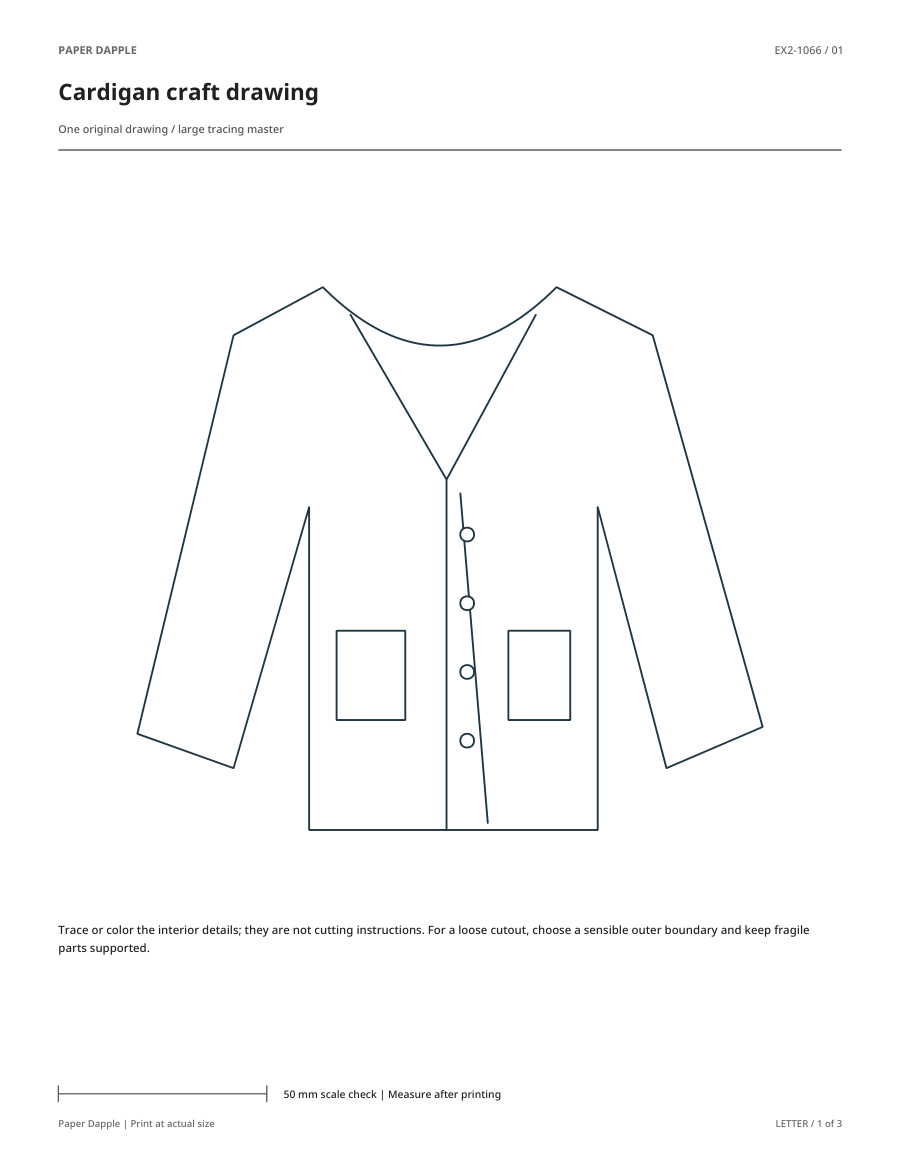Preview of Cardigan craft drawing