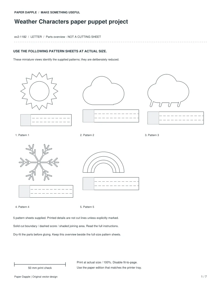 Preview of Weather Characters paper puppet project
