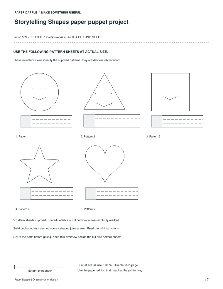 Preview of Storytelling Shapes paper puppet project