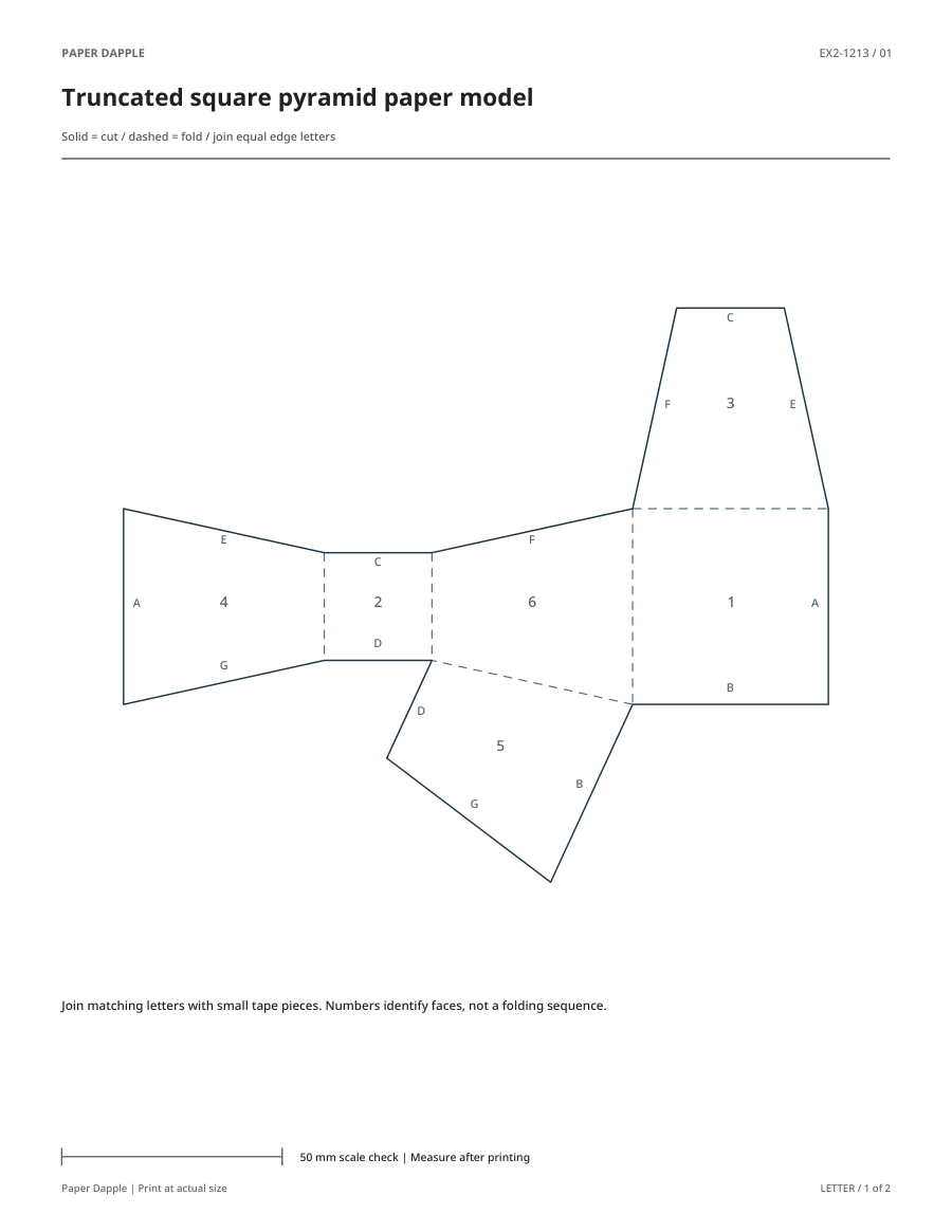 Preview of Truncated square pyramid paper model