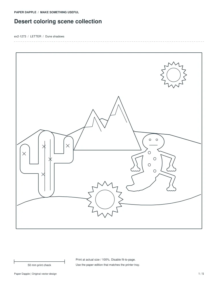 Preview of Desert coloring scene collection