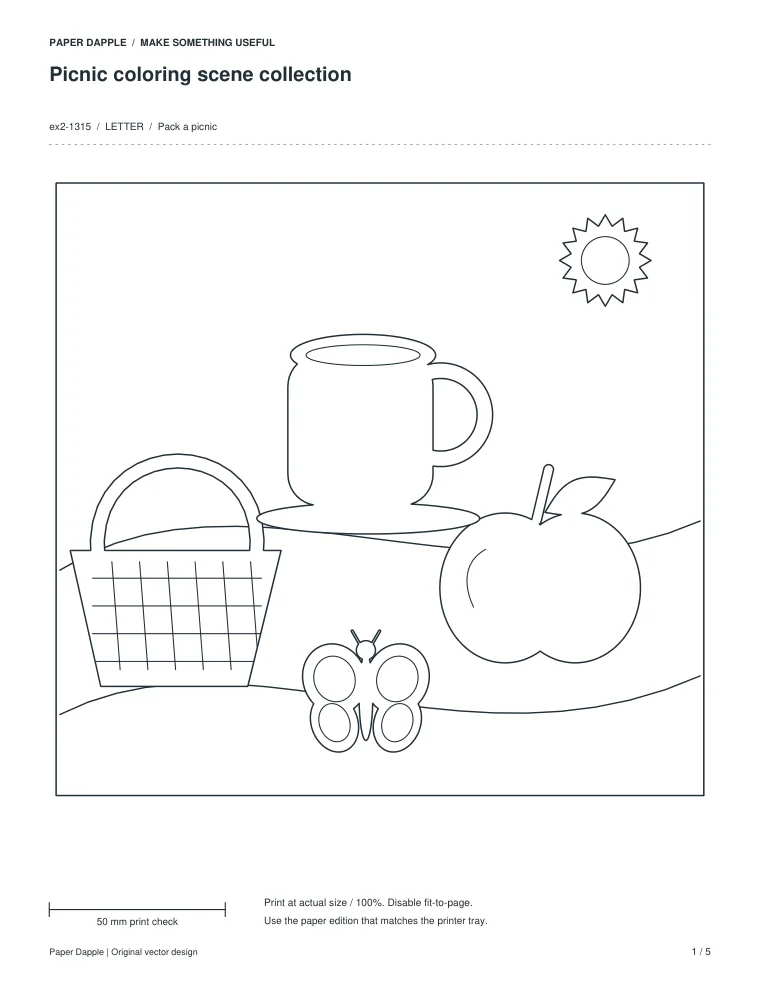 Preview of Picnic coloring scene collection