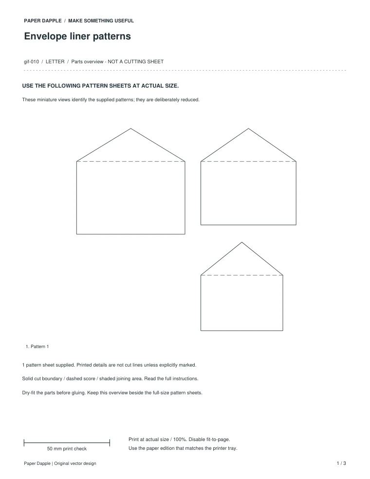 Preview of Envelope liner patterns