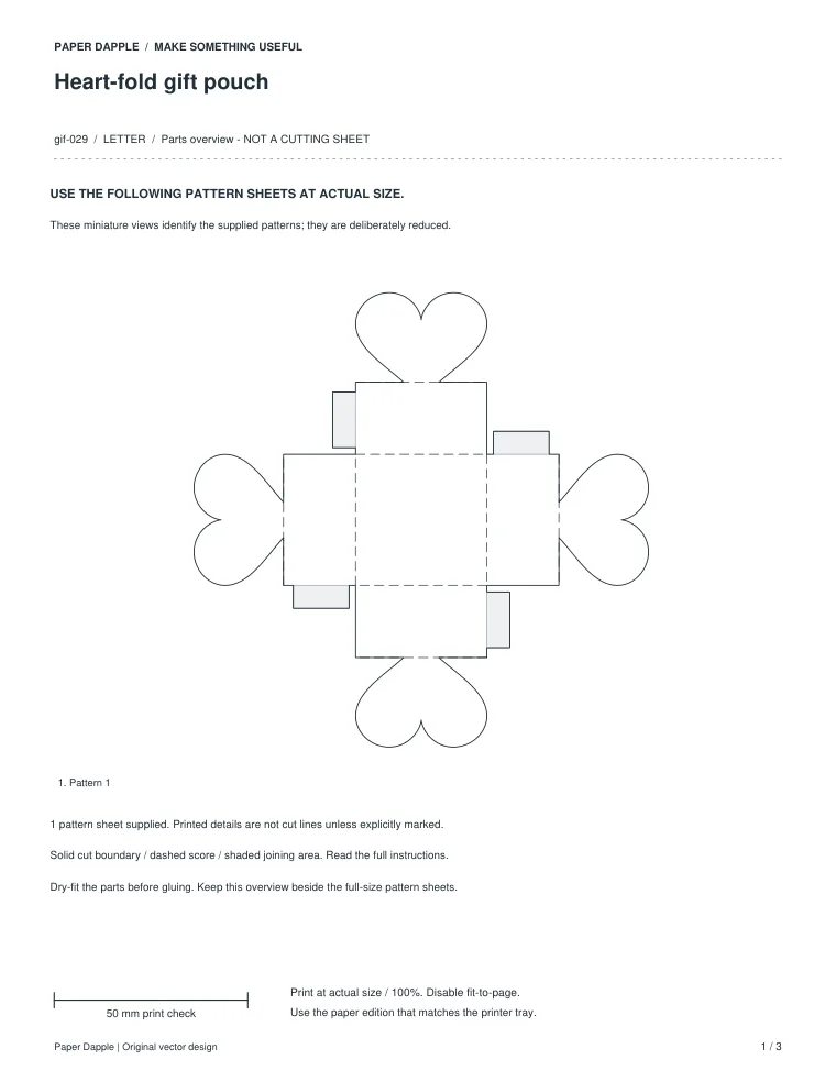 Preview of Heart-fold gift pouch