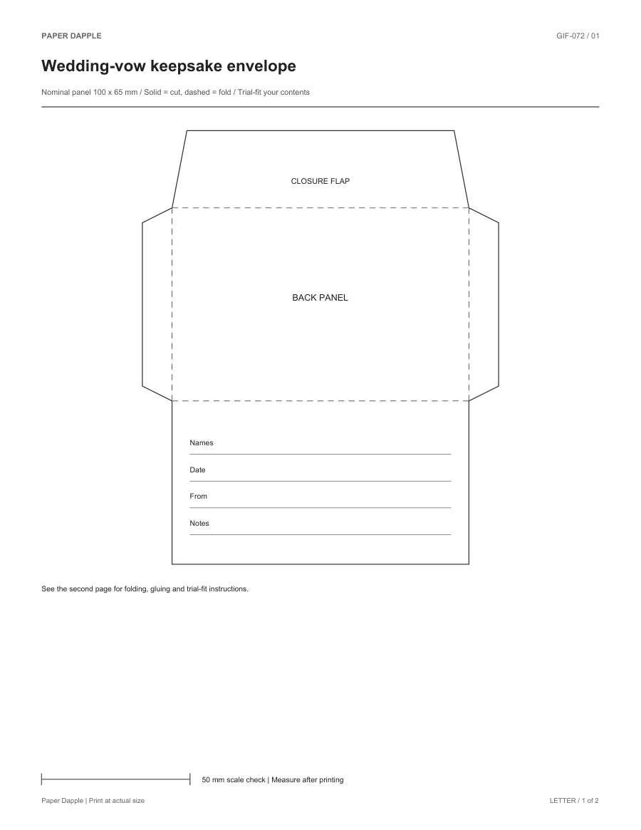 Preview of Wedding-vow keepsake envelope