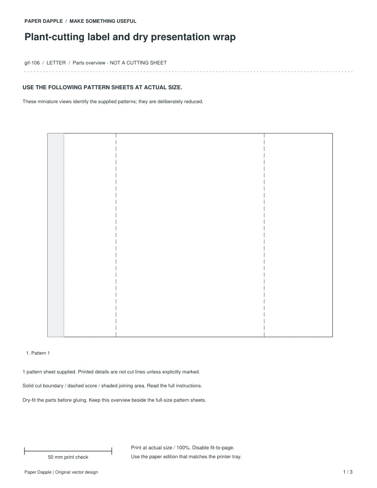 Preview of Plant-cutting label and dry presentation wrap
