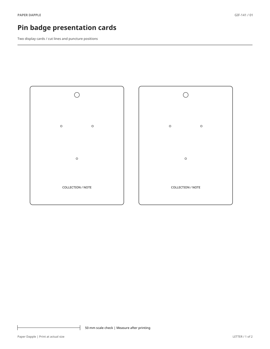 Preview of Pin badge presentation cards