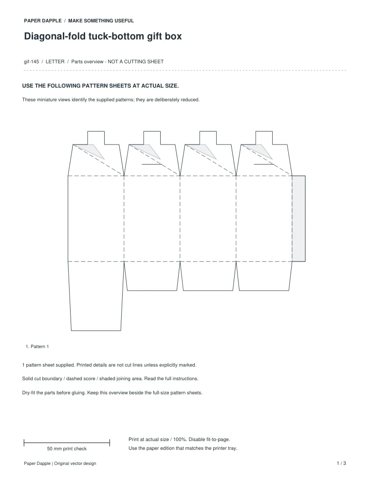 Preview of Diagonal-fold tuck-bottom gift box