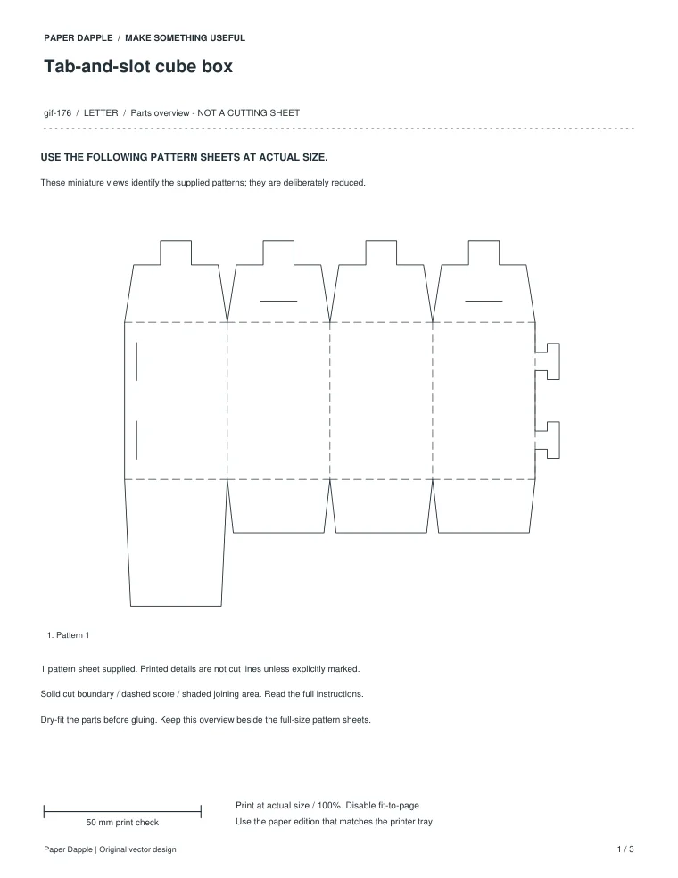 Preview of Tab-and-slot cube box