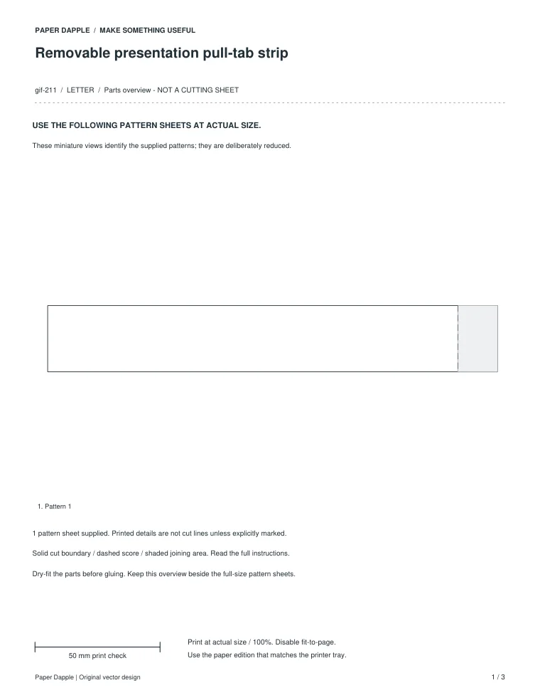 Preview of Removable presentation pull-tab strip