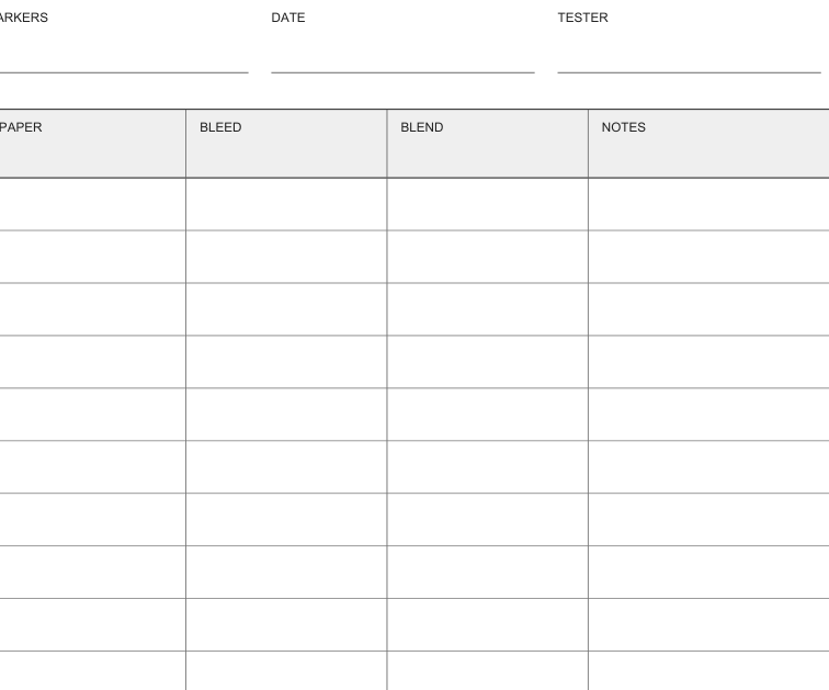 Preview of Marker paper comparison sheet