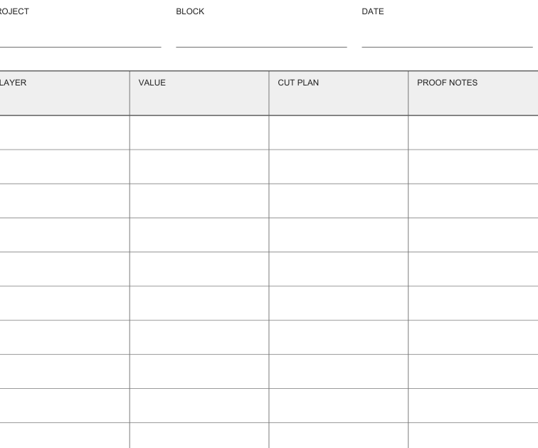 Preview of Linocut planning worksheet